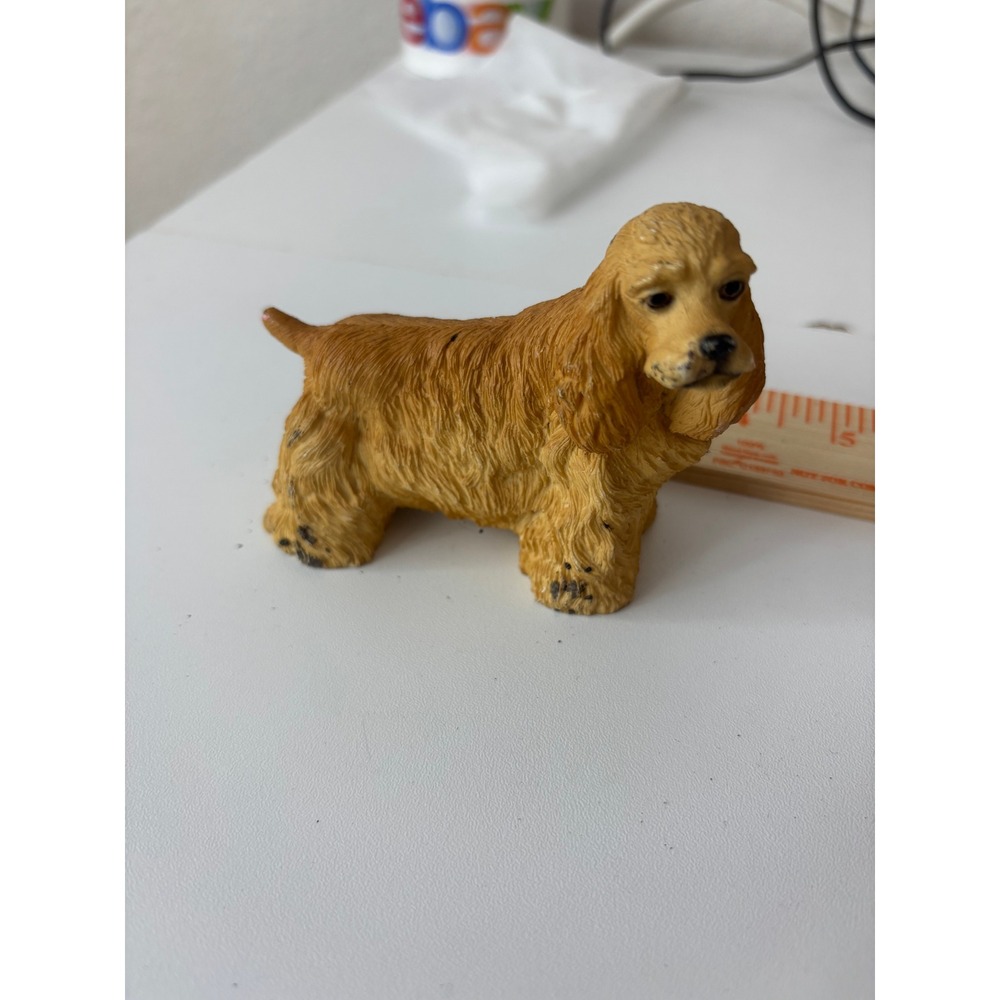 Vintage Cocker Spaniel Dog Figurine Miniature Golden Brown Tan Pet Decor 2.5in